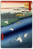 Hiroshige's One Hundred Famous Views of Edo (名所江戸百景), actually composed of 118 woodblock landscape and genre scenes of mid-19th century Tokyo, is one of the greatest achievements of Japanese art. The series includes many of Hiroshige's most famous prints. It represents a celebration of the style and world of Japan's finest cultural flowering at the end of the Tokugawa Shogunate.<br/><br/>

The series continues with summer (夏の部). Summer amusements of the Fourth, Fifth, and Sixth Months are represented in numbers 43 through 72. Evening outings in pleasure boats on the Sumida River were taken along the many famous bridges of Edo, where endless varieties of entertainment were offered.<br/><br/>

Utagawa Hiroshige (歌川 広重, 1797 – October 12, 1858) was a Japanese ukiyo-e artist, and one of the last great artists in that tradition. He was also referred to as Andō Hiroshige (安藤 広重) (an irregular combination of family name and art name) and by the art name of Ichiyūsai Hiroshige (一幽斎廣重).